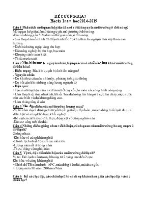 Đề cương địa 7 học kì I năm học 2014-2015